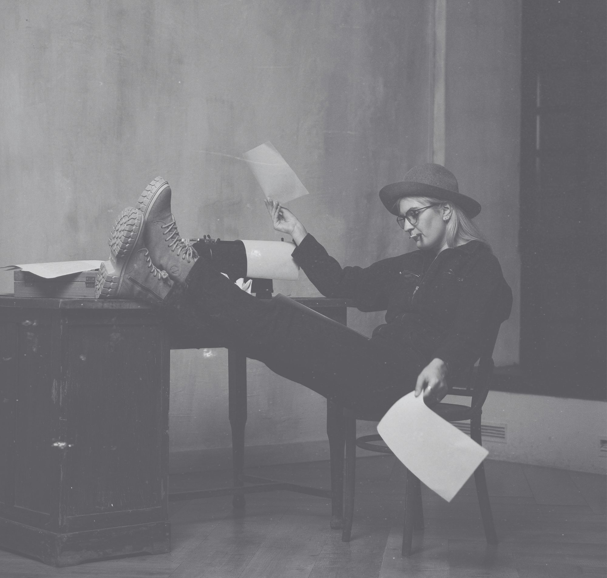 A writer at her desk.